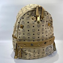 【一元起標 04/24】MCM 米色後背包 精品背包 大容量 精品 時尚百搭 時尚 後背包