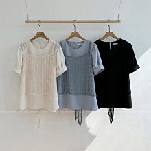 【莉莎小屋】💝正韓 Korea 春款新品(代購)✈假兩件後綁結衫 上衣👚👖TS890319