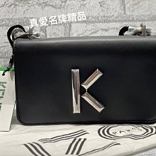 《真愛名牌精品》KENZO 2SA320L2499 黑色銀字 掀蓋 牛皮 鍊式 斜背包*全新品*000581