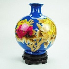 INPHIC-ZF-D107 景德鎮陶瓷 藍色鑲金牡丹紅釉石榴瓶 麥稈花瓶