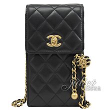 【茱麗葉精品】全新精品 CHANEL 專櫃商品 AS2705 新款金球小羊皮菱格斜背手機包.黑