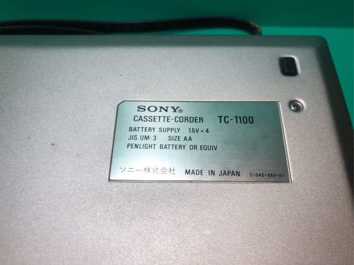 ［二手隨身聽］早期SONY  CASSETTE-CORDER TC-1100 錄音卡帶隨身聽 待修機 早期記者訪問使用機