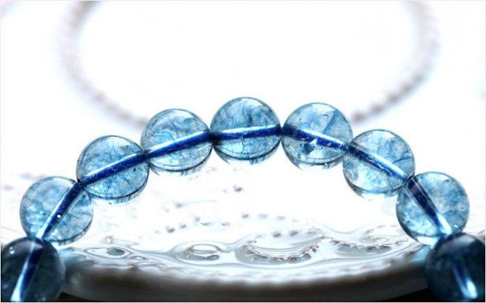 日韓時尚精品藍色水晶手珠8MM單圈手珠海藍寶