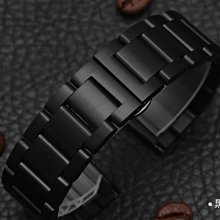 錶帶屋 「快拆裝置」黑色 藍色PVD 18mm 20mm 22mm 24mm平頭 厚實不銹鋼實心錶帶使用按鈕飛機扣
