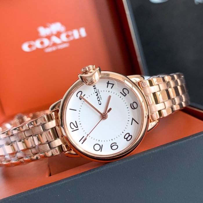 現貨COACH/蔻馳ARDEN系列數字錶盤鋼帶手錶女錶小紅表簡約優雅小C耳 表冠口設計 ARDEN系列腕錶明星同款熱銷