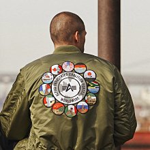 南◇現 ALPHA INDUSTRIES MA-1 forces FLIGHT 飛行外套 刺繡貼布 軍綠色