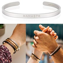 MANTRABAND 美國悄悄話手環 NAMASTE 虔誠致意 消光銀 寬版 男款