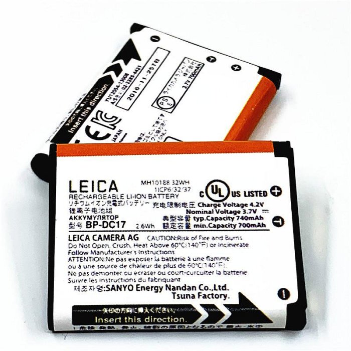 相機電池leica sofort電池 徠卡拍立得電池 BP-DC17原裝電池 徠卡拍立專用
