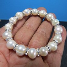【競標網】高貴天然漂亮白色珍珠造型手鍊9mm(養珠)(回饋價便宜賣)限量5組(賣完恢復原價350元)