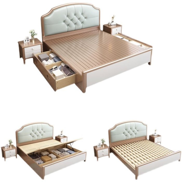 特賣-美式輕奢實木床1.8雙人米主臥床現代簡約歐式公主婚床1.5米儲物床