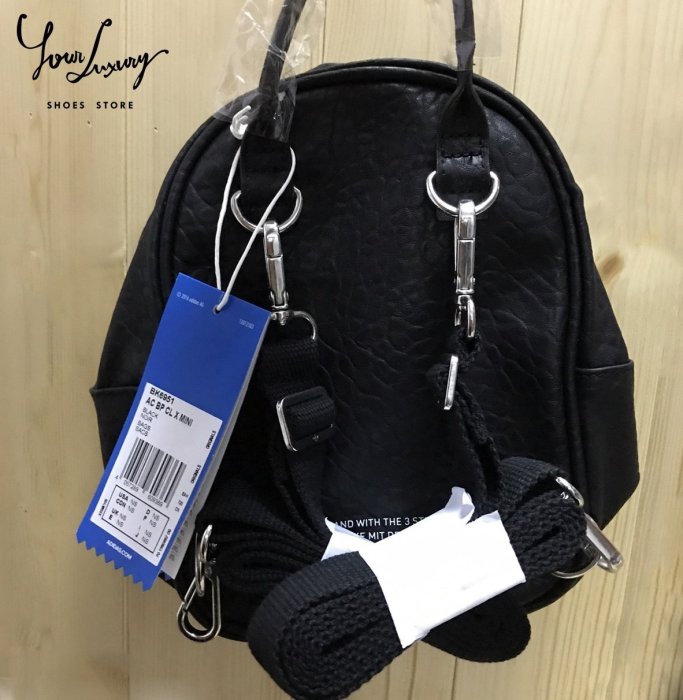 【Luxury】現貨 愛迪達 Adidas Classic Mini Backpack 聯名 荔枝皮黑色 後背包 小包