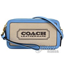 【茱麗葉精品】全新精品 COACH 專櫃商品 CI026 燙印LOGO帆布拼接手提/雙拉鍊斜背包.藍邊 現貨