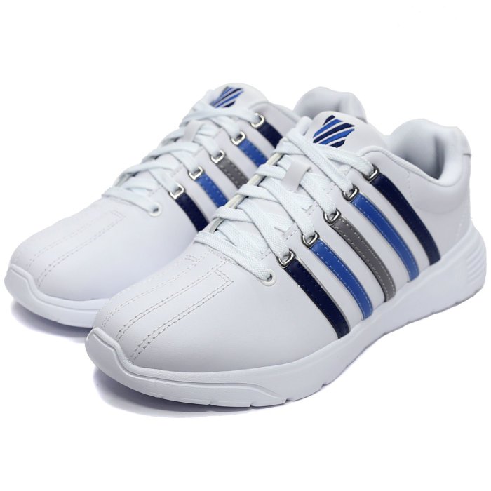 K-SWISS 06165-145 白×藍×灰 3D鞋底皮質休閒運動鞋，有13號【特價出清】816K 免運費加贈襪子