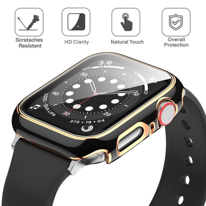 新品 Apple watch金邊鋼化膜一件式殼 防摔保護殼 兼容蘋果手錶 3/4/5/6代 38 40 42 44mm