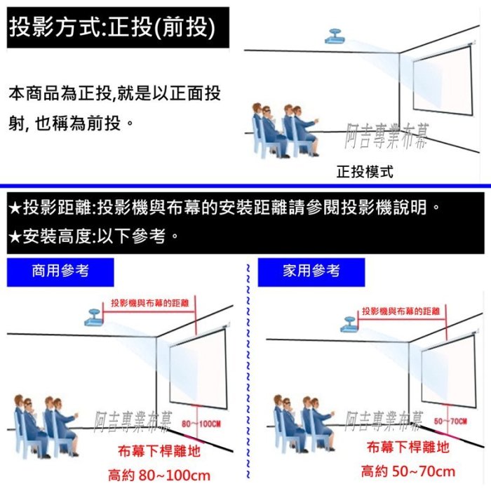 免運】【阿吉的店】(保固2年)120吋(16:9)電動銀幕玻纖軸心投影機布幕