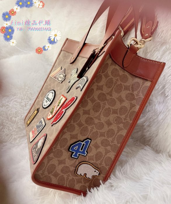 Aimi精品代購 Coach C6846 蔻馳新款Rexy恐龍印花女士托特包 附購證 商品吊牌標籤