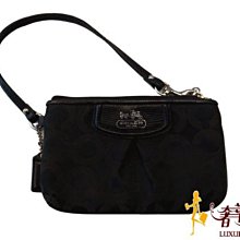 ＊奢華大道國際精品＊【COA59】COACH黑色緹花LOGO小手拿包