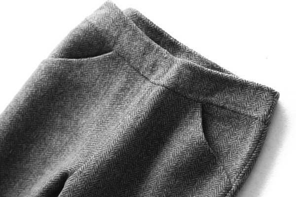 歐美 PB 新款 舒適保暖人字紋雙面羊毛呢 中腰垂感直筒寬管九分褲 2色 (Q987)