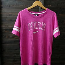 CA 美國運動品牌 NIKE 女款 桃紅 純棉 休閒短t M號 一元起標無底價P494