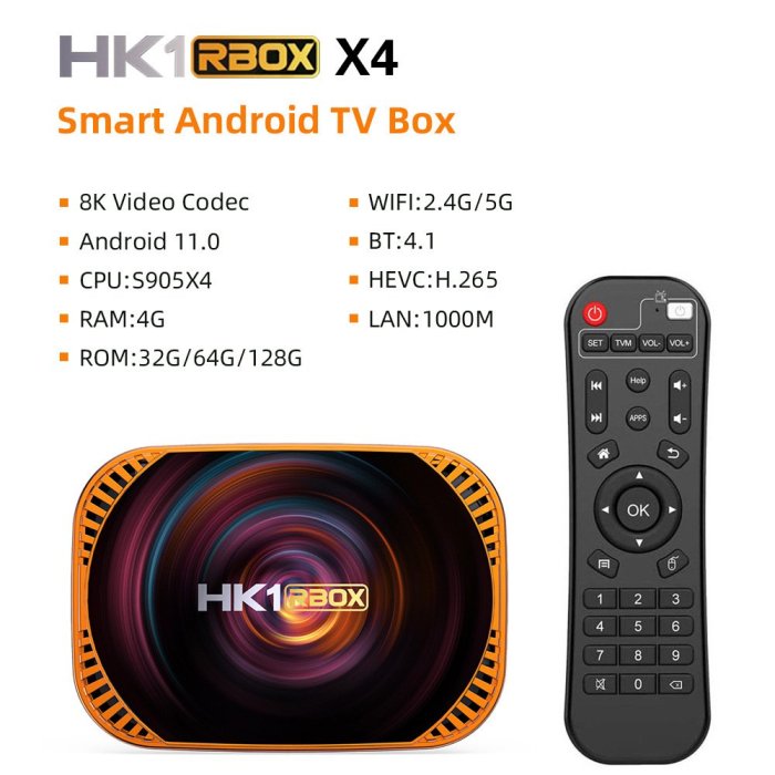 HK1 RBOX s905x4 電視盒 外殼 附學習遙控器