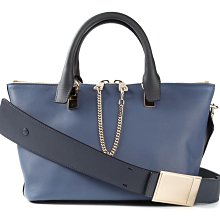 Chloe 3S0169 Baylee Medium two-tone tote 小牛皮中型側背提包 灰藍/黑