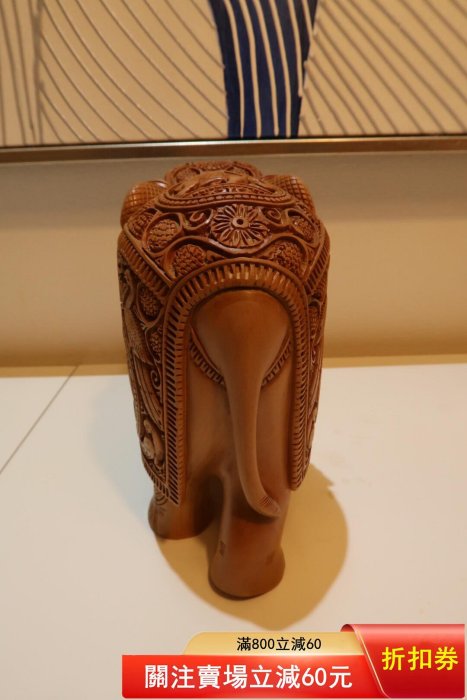 老山檀｜印度黑肉雕花大象雕件收藏品6718