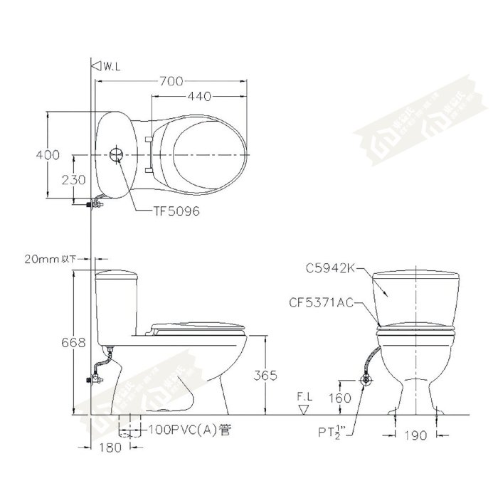 ALEX 電光牌 AC5942K 二段式省水奈米單體馬桶 管距18cm 台灣製 私訊價優惠【東益氏】售凱撒和成