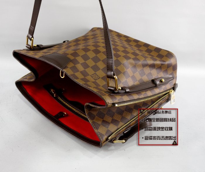 優買二手精品名牌店 LV N41108 咖啡 棋盤 格紋 Neverfull 肩背包 購物包 TOTE Cabas 全新