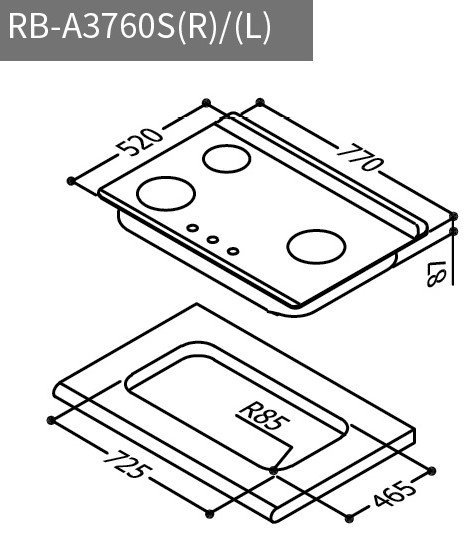 《日成》林內牌三口檯面式 不鏽鋼 緻溫檯面式瓦斯爐 RB-A3760S