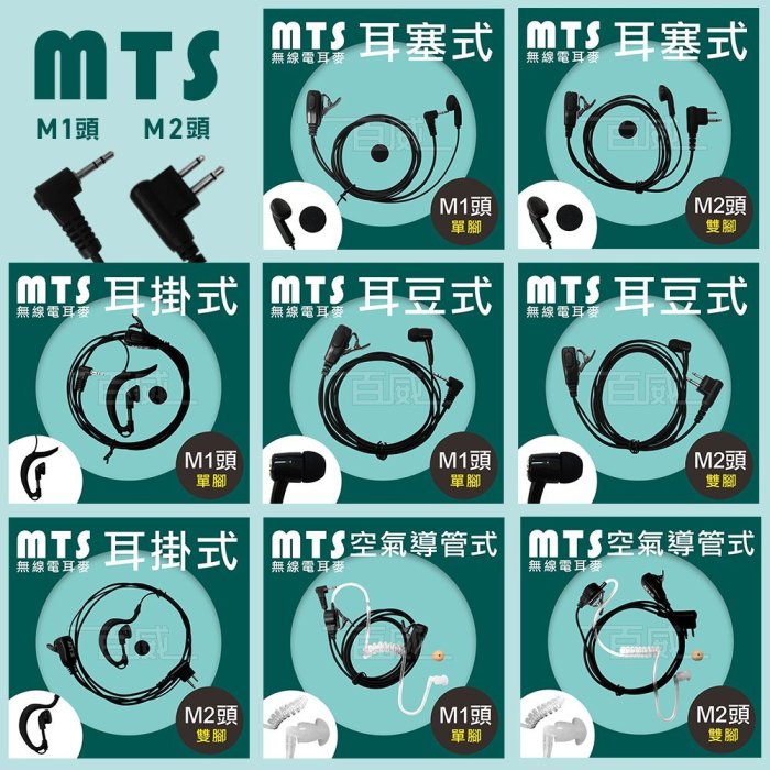 [百威電子] 10條免運 MTS 無線電對講機耳機麥克風 K頭耳麥 空氣導管 耳MIC 無線電耳機麥克風