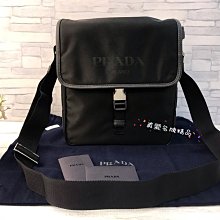 《真愛名牌精品》PRADA 2VD770 黑尼龍 單扣 斜背包*全新品*代購