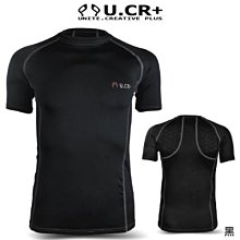 「喜樂屋戶外」U.CR+ 吸濕排汗機能服 運動緊身衣 超彈力 慢跑 單車 籃球 重訓 黑色