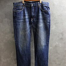CA 日本品牌 UNIQLO S002 藍色刷紋 經典直筒 低腰牛仔褲 38腰 一元起標無底價Q825