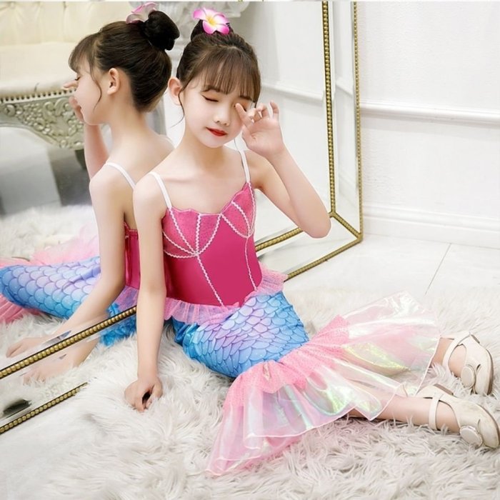 【熱賣精選】新款女童童裝夏季新款公主裙美人魚女童六一洋裝萬聖節表演服裝－