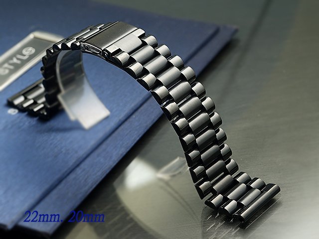 【時間探索】全新 不鏽鋼實心單邊按壓摺疊扣-三珠快拆式金屬錶帶 ( 22mm.20mm )