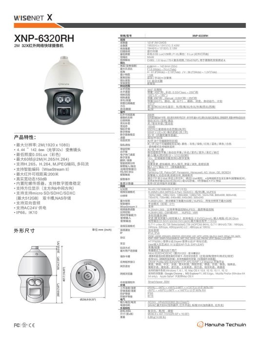 原裝正品 三星 韓華 XNP-6320RH 32X紅外網絡快球攝像機 全國聯保