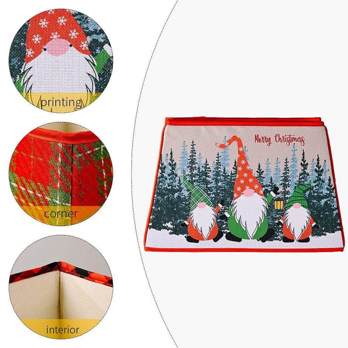 【現貨精選】新品聖誕裝飾品聖誕樹格子印花魯道夫樹底盒格子無臉娃娃樹圍