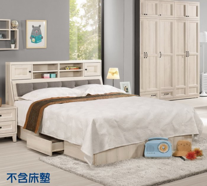 【DH】商品貨號G035-1商品名稱《雪莉》6尺被櫥式雙人床(圖一)含單邊抽屜床底.台灣製可拆賣備五呎可選主要地區免運費