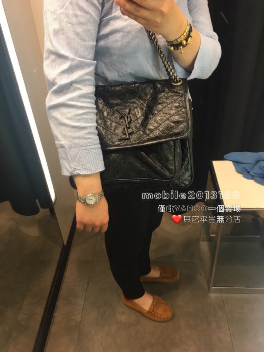 黑色有貨 全新正品 SAINT LAURENT YSL NIKI 舊款 498893 大款 32CM 翻蓋郵差包 流浪包