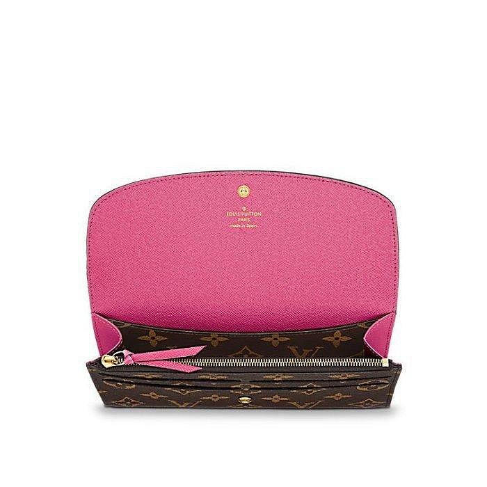 LV M41943 EMILIE 錢包 HOT PINK 兩折 豆豆釦長夾