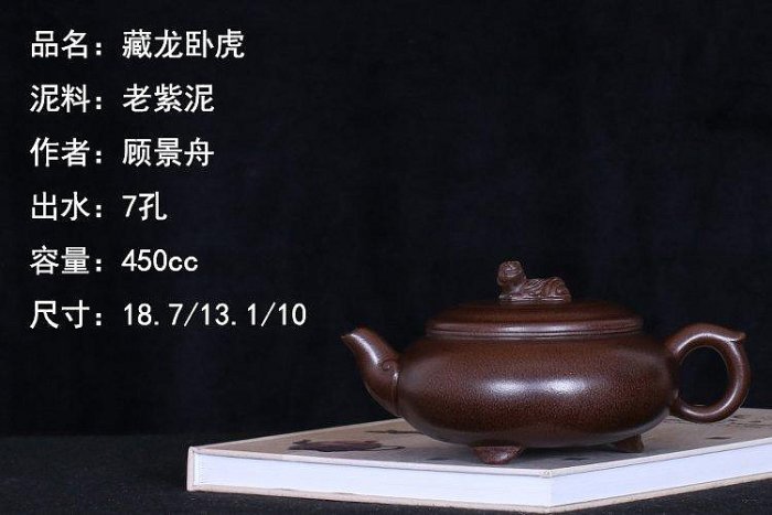 茶藝師 臺灣回流紫砂名家老茶壺顧景舟早期一廠全手工制作藏龍臥虎壺