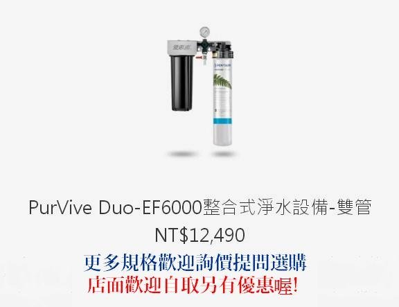 EVERPURE愛惠浦整合式淨水器-三管 PURVIVE DUO-EF6000 (公司貨)(附發票)含裝送PP濾心3支