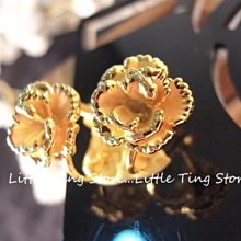 Little Ting Store婚禮禮物 立體銀色/金色山茶花玫瑰花 螺旋貼耳夾式耳環 耳針款