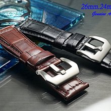 【時間探索】進口純正鱷魚皮 Panerai 代用高級錶帶 ( 26mm.24mm)特製短款