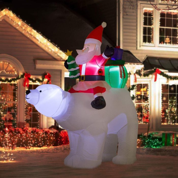 【現貨精選】熱銷聖誕用品聖誕節充氣氣模2.1米聖誕老人騎搖頭熊聖誕裝飾