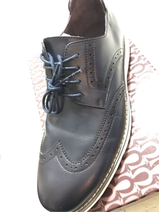 【GEORGE 喬治皮鞋】-輕量系列 經典漸層雕花綁帶厚底休閒鞋-藍色918008BW-70 尺寸41