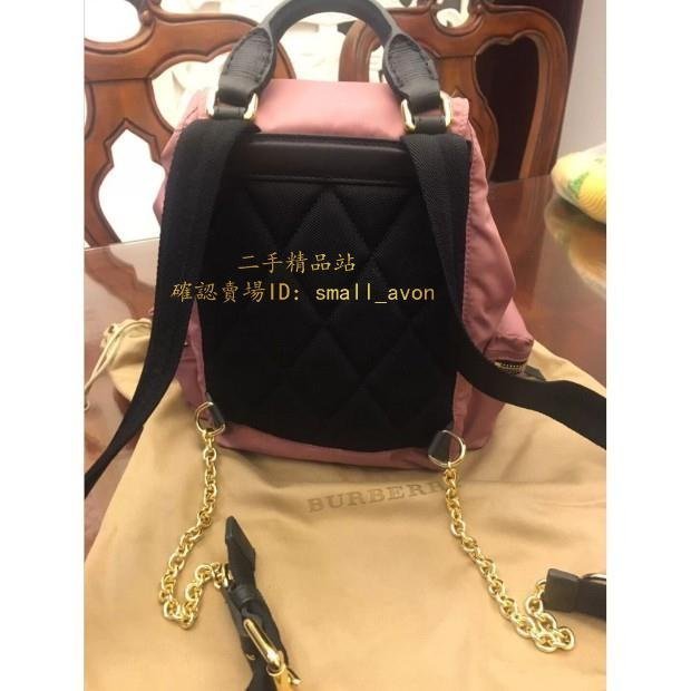 【二手正品】Burberry Rucksack 書包 粉色 金扣 小/中/大型 尼龍 軍旅後背包 雙肩包 99新 中號