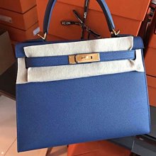 Hermes Kelly 28 Epsom 皮 藍金扣 / 紅金扣