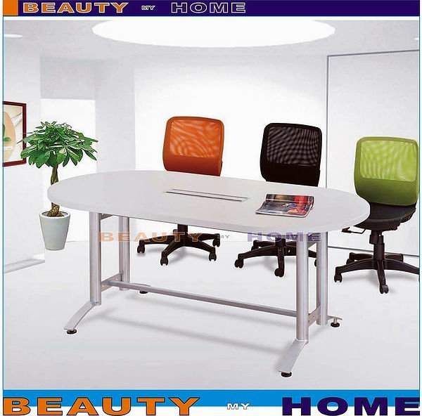 【Beauty My Home】18-DE-051-01橢圓型180X90有線槽會議桌.(不含辦公椅)【高雄】