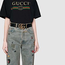 【代購】 Gucci GG LOGO 寬版 皮帶 4公分  524105